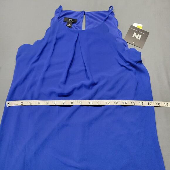 IN Blue Cobalt Mini Dress NEW $59 Sleeveless Sundress Pleated Scoop Women Size M - Picture 6 of 10